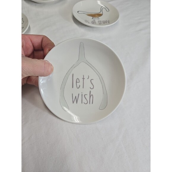 Kellie Montana 5" Stoneware Plate‎ Thankgiving Trinket Dish Let's Wish Wishbone - Picture 1 of 3